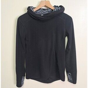 Mountain Hardwear Fleece Hooded Sweater Hoodie Drawstring Black Womens XS